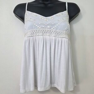 American Eagle Embroidered Babydoll Top Sz M Fairy‎ Boho Festival Cottage Cami